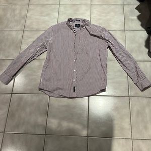 American Eagle Men’s Burgundy Pinstripe Button Down L